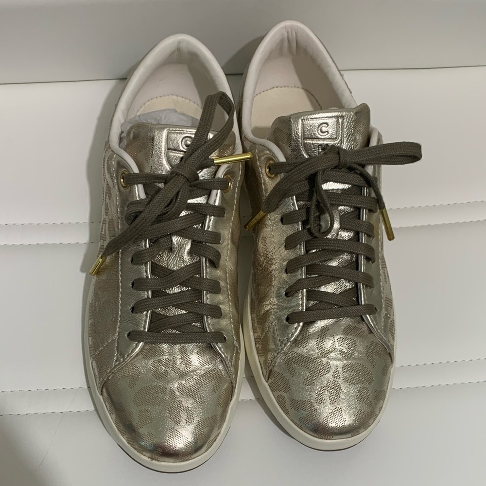 NEW. Cole Haan tennis sneaker. Soft gold leopard. Size 7.5.